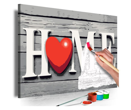 Pictura pe numere - Home with Red Heart - 60x40cm