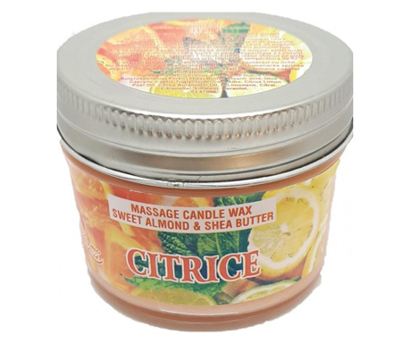 Massage candle wax with sweet almond & shea butter - lumanare pentru masaj - citrice , 100 ml