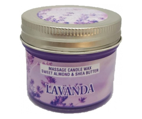 Massage candle wax with sweet almond & shea butter - lumanare pentru masaj - lavanda , 100 ml