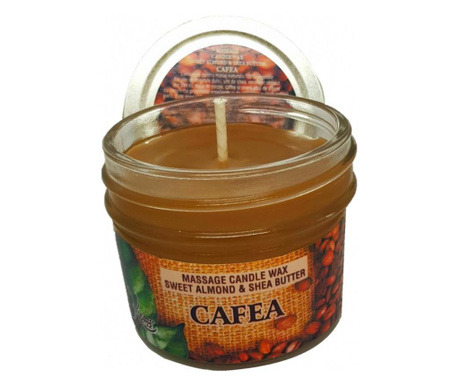 Massage candle wax with sweet almond & shea butter - lumanare pentru masaj - cafea , 100 ml