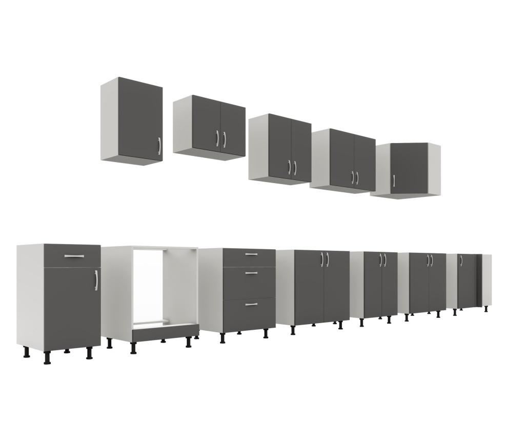 Corp Baza haaus, 1 Sertar, 1 Usa, Antracit/Alb, 40 x 50 x 80 cm - 6