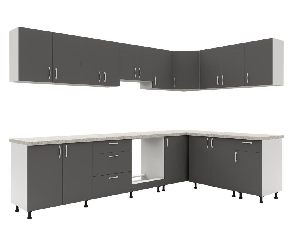 Corp Baza haaus, 1 Sertar, 1 Usa, Antracit/Alb, 40 x 50 x 80 cm - 7