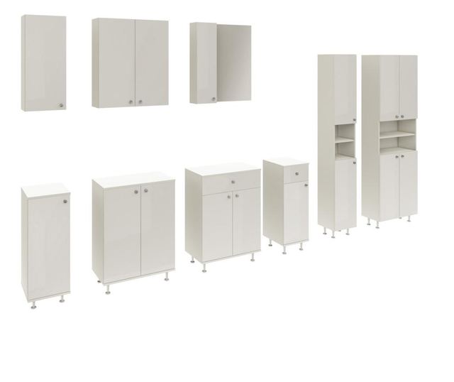 Soldat Baie haaus Zaria, 2 Usi, Alb lucios/Alb, MDF, L 30 x l 27 x H 190 cm