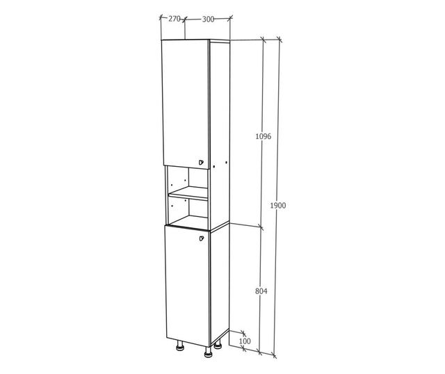 Soldat Baie haaus Zaria, 2 Usi, Alb lucios/Alb, MDF, L 30 x l 27 x H 190 cm