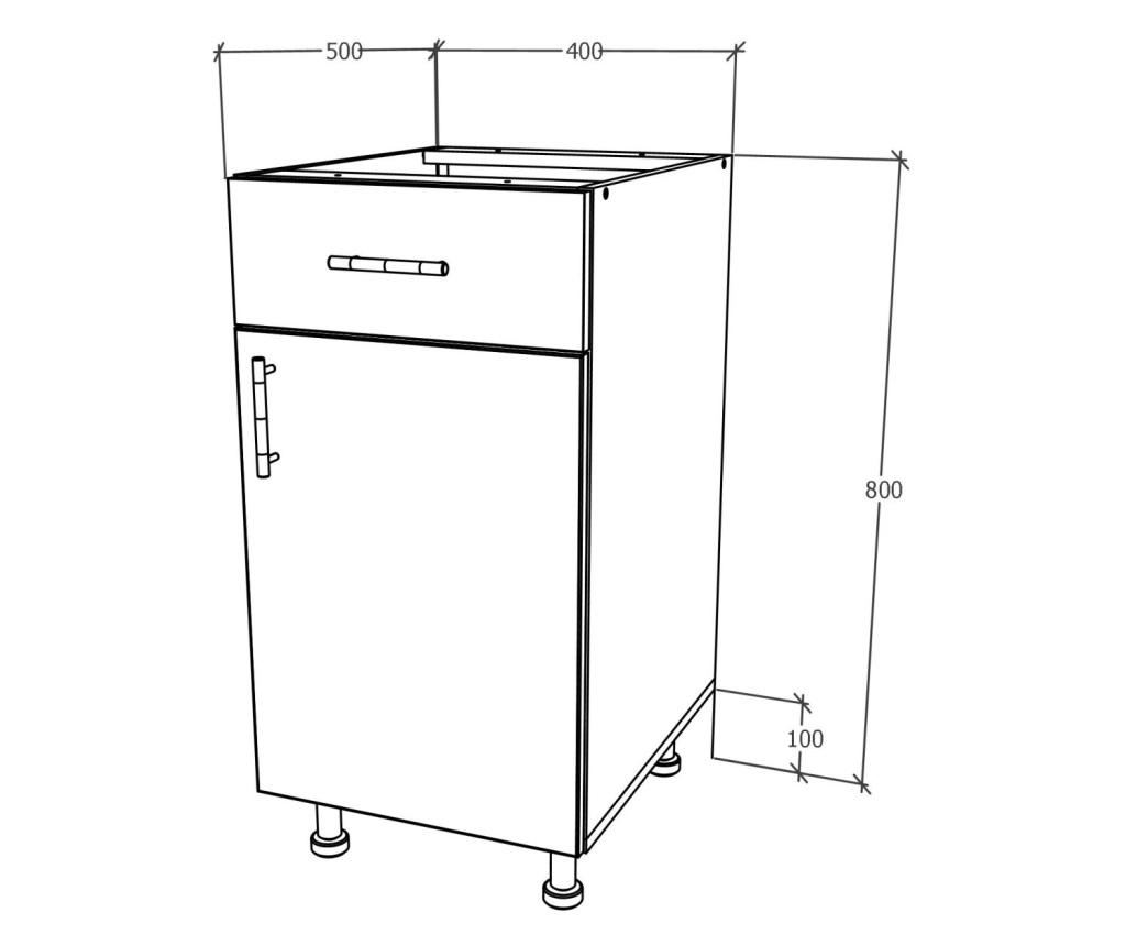Corp Baza haaus, 1 Sertar, 1 Usa, Antracit/Alb, 40 x 50 x 80 cm - 3