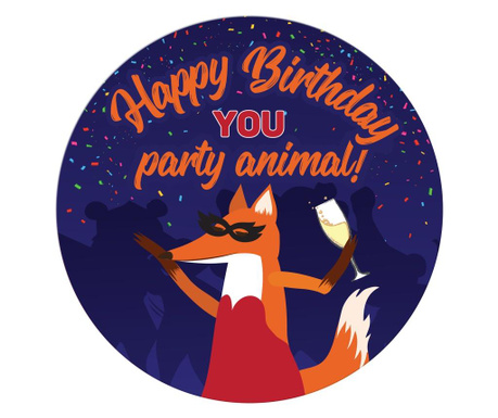 Табелка-картичка - код:a - happy birthday, you party animal - парти лисица