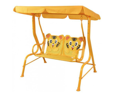Balansoar/leagan pentru copii, galben, model tigru, 115x75x110 cm, Sandia