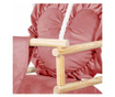 Leagan pentru copii, lemn, perna inima roz, 33.4x34.5x25 cm, Springos