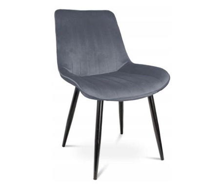 Стол в скандинавски стил, кадифе, метал, сив, 54x61x83 см, Viva