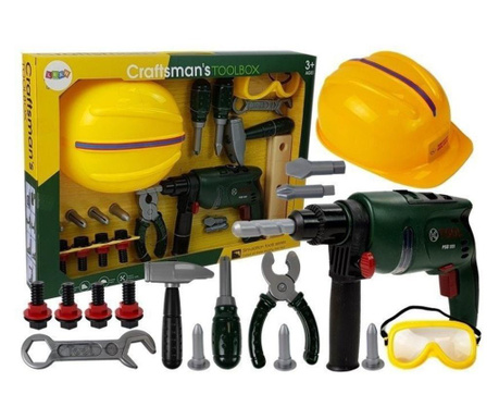 Комплект инструменти за игра за деца, бормашина с бормашина, каска и аксесоари MCT 7569