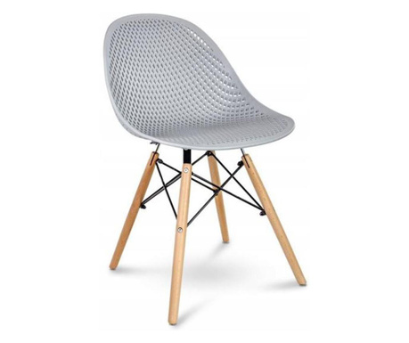 Стол в скандинавски стил, PP, дърво, сив, 45x56x77 см, Cava