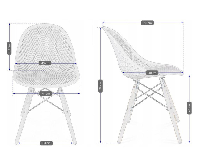Skandináv stílusú szék, PP, fa, szürke, 45x56x77 cm, Cava