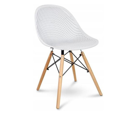 Стол в скандинавски стил, PP, дърво, бял, 45x56x77 см, Cava
