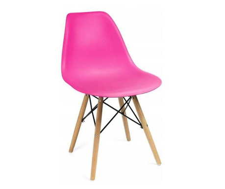 Стол в скандинавски стил, пластмаса, дърво, розов, 45x55x79.5 см