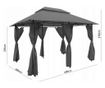 Pavilion/foisor pentru gradina/terasa, cadru metalic, cu plasa de tantari, gri, 4x3x2.65 m