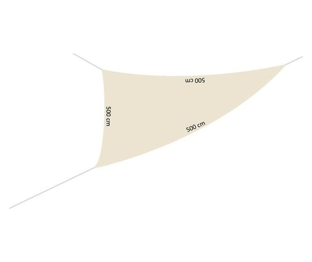 Copertina parasolar, triunghiulara, crem, 5x5x5 m