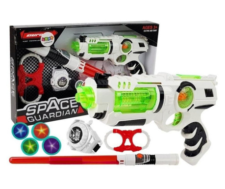 Детски научнофантастичен комплект за игра, лазерен пистолет, светлинен меч и аксесоари Пазител на галактиката MCT 7094