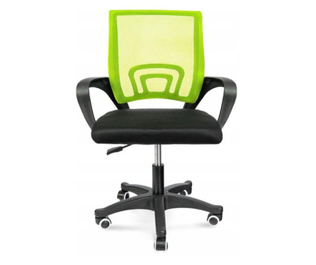 Scaun de birou, rotativ, cu plasa, cotiere, negru si verde, 63x48x84/94 cm