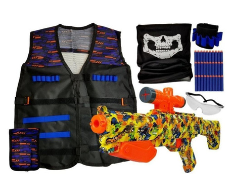 Детски комплект за игра, пушка с дунапренени патрони и жилетка с аксесоари MCT 8464