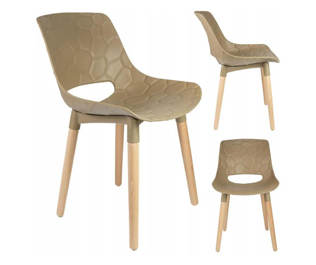 Skandináv stílusú szék, PP, fa, max 130 kg, bézs, 45x55x77 cm, Davis