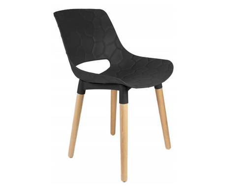 Стол в скандинавски стил, PP, дърво, макс. 130 кг, черен, 45x55x77 см, Davis