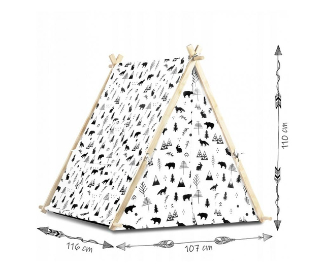 Детска палатка за игра с 2 възглавнички и лампа с висяща крушка, MCT 740500, 107 X 116 X 110 cm - Бяла