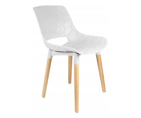 Стол в скандинавски стил, PP, дърво, макс. 130 кг, бял, 45x55x77 см, Davis