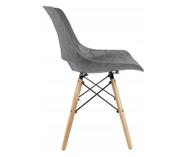 Skandináv stílusú szék, PP, fa, max 100 kg, szürke, 45x55x78 cm, Lars