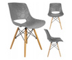 Skandináv stílusú szék, PP, fa, max 100 kg, szürke, 45x55x78 cm, Lars