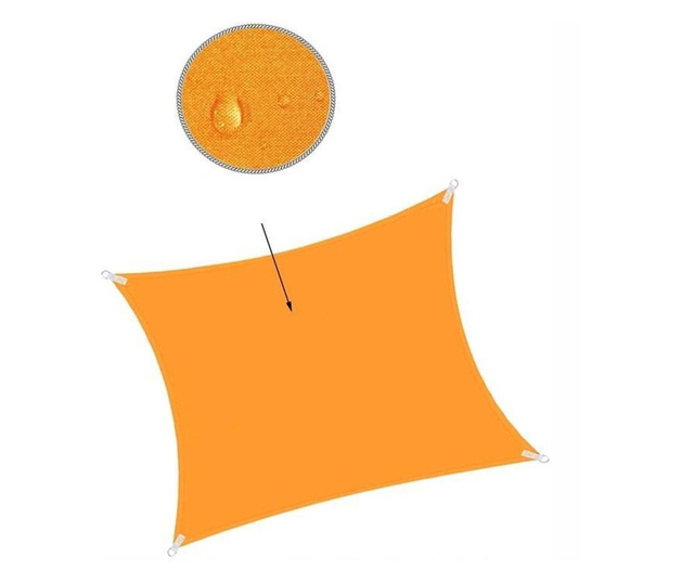 Copertina parasolar, patrata, inele metalice, portocalie, 3x3 m, Springos 