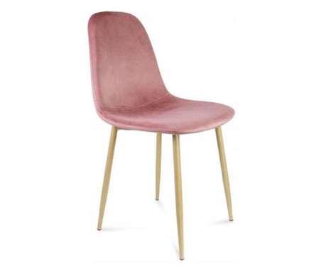 Skandináv szék, bársony, öltésminta hátul, rózsaszín és természetes, max 100 kg, 44x52x85 cm, Vigo