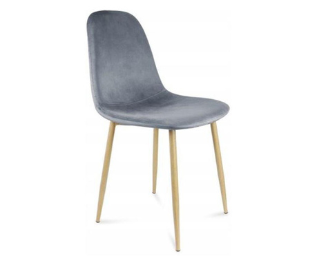 Skandináv szék, bársony, öltésmintás hátul, szürke és természetes, max 100 kg, 44x52x85 cm, Vigo