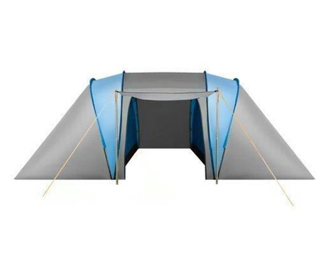 Туристическа палатка, 4 човека, с мрежа против комари, покривало, синьо и сиво, 400x140x210 см, Isotrade