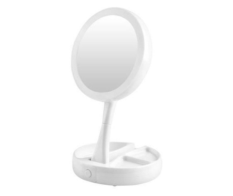 Oglinda cosmetica, cu LED, dubla, marire 1x/10x, alb, 4xAA, 16x29 cm, Isotrade