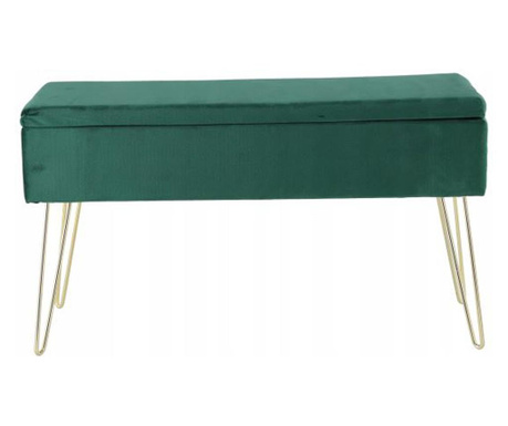 Пейка за спалня с място за съхранение, метални крака, велур, зелено, 75x30x40 см