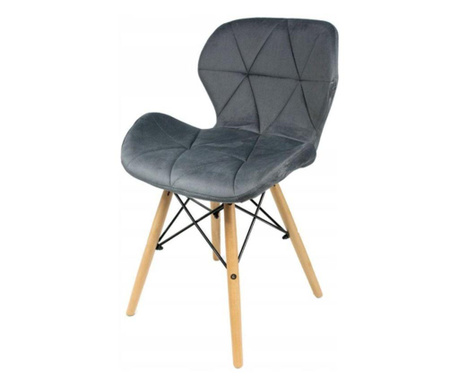 Стол в скандинавски стил, кадифе, сив, 46x50x73 см