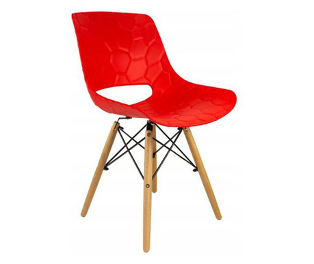 Стол в скандинавски стил, PP, дърво, макс. 100 кг, червен, 45x55x78 см, Lars