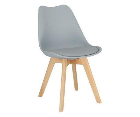 Стол в скандинавски стил, PU седалка, сив, 48,5x54x82 см, Осло