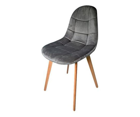 Стол в скандинавски стил, велур и PU, сив, 47x54x80 см, Колин
