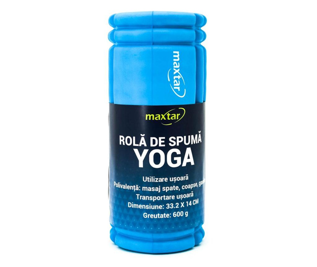 Rola maxtar, pentru masaj si antrenamente yoga, pilates, 33.2 x 14 cm, albastru