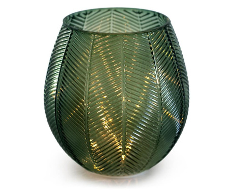 Decoratiune luminoasa cu LED Ameliahome, Murcia, sticla, verde, 16x16x18 cm