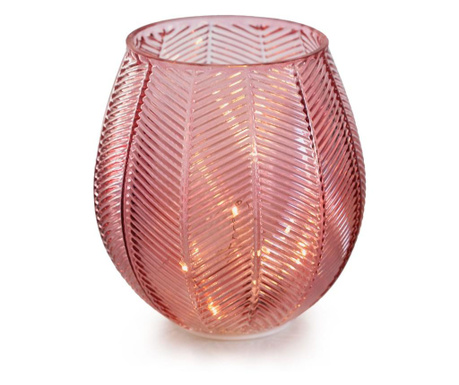 Decoratiune luminoasa cu LED Ameliahome, Murcia, sticla, roz pudra, 16x16x18 cm