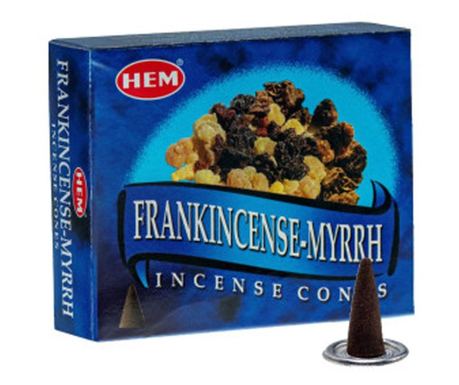 Conuri parfumate HEM, frankincese mirrh 10 buc 