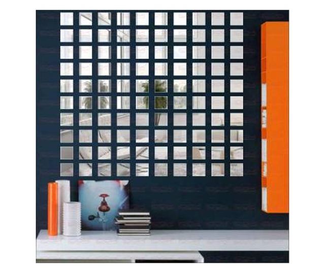 Set Oglinzi Design Patrat Silver 10x10cm - Oglinzi Decorative Acrilice Luxury Home 10 bucati/set