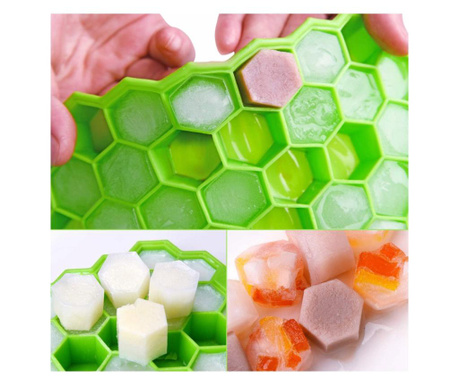 Forma cuburi de gheata Fagure Hexagon din silicon - potrivita si pentru uz profesional, Verde