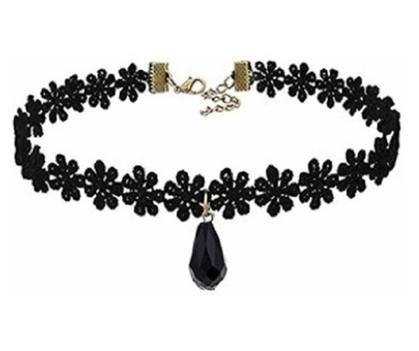 Choker Fashion Black Gothic Flower - Colier elegant pentru gat