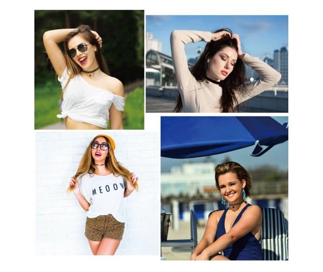Set 10 coliere pentru gat tip Choker Fashion Black