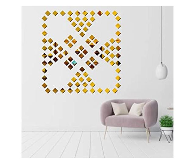 Set Oglinzi Design Patrat - Oglinzi Decorative Acrilice 4/4 Gold 100 buc