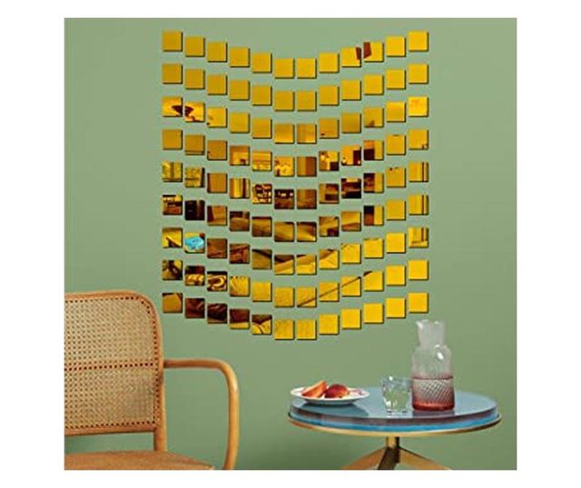 Set Oglinzi Design Patrat - Oglinzi Decorative Acrilice 4/4 Gold 100 buc