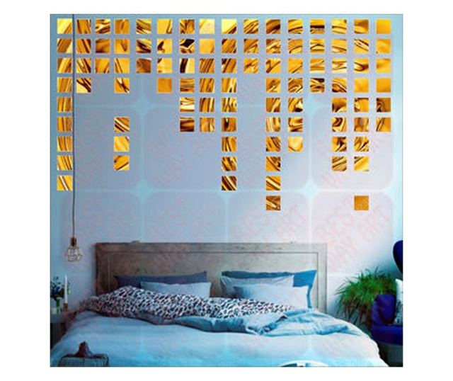 Set Oglinzi Design Patrat - Oglinzi Decorative Acrilice 4/4 Gold 100 buc